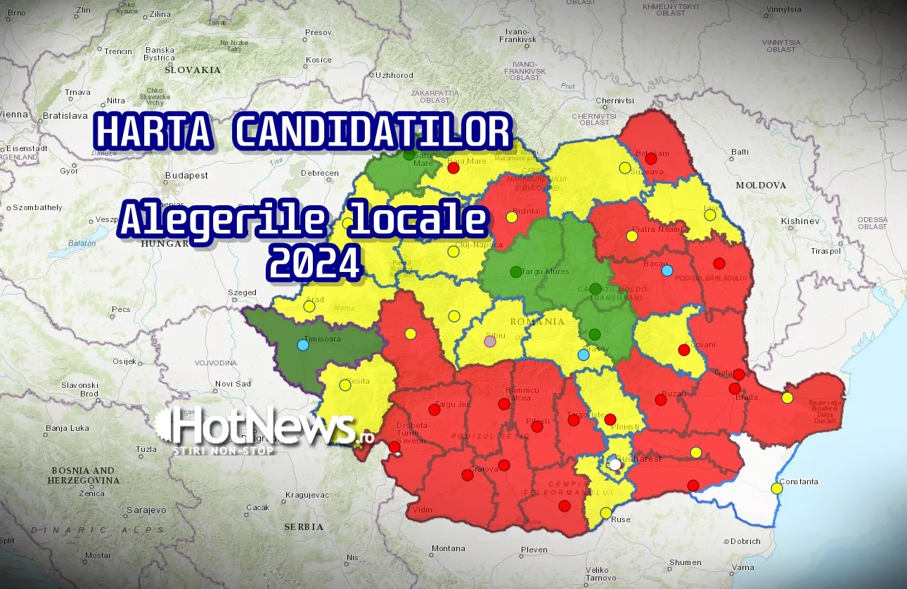 HARTA INTERACTIVĂ a candidaților la alegerile locale 2024. Cine se luptă pentru șefia Consiliilor Județene și primăriilor marilor orașe din România